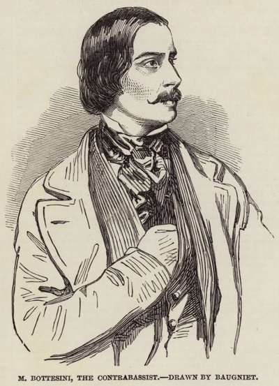 M Bottesini, de contrabassist door Charles Baugniet